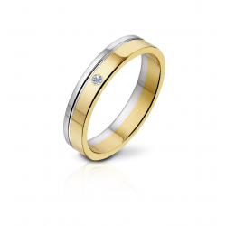 ANGELI DI BOSCA 580-4MM/1X0.02CT GOUDEN BICOLOR TROUWRING BRILJANT FINESSE COLLECTIE