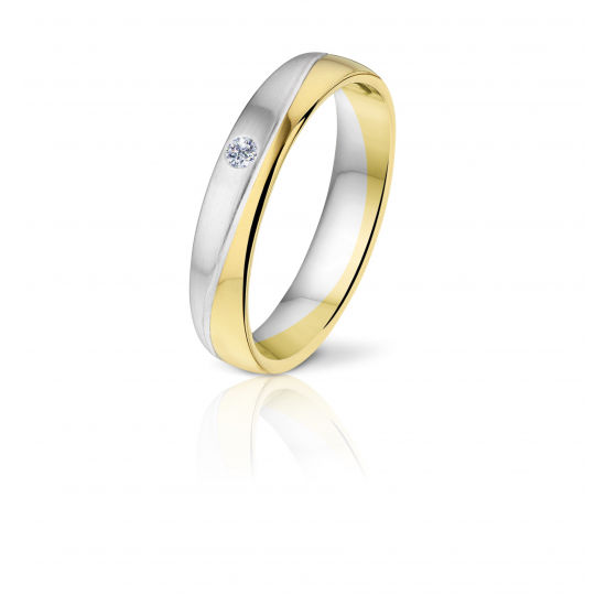 ANGELI DI BOSCA 362-4.5MM-1X0.04CT GOUDEN TROUWRING BICOLOR BRILJANT FINESSE COLLECTIE