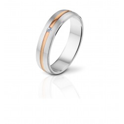 ANGELI DI BOSCA 1083-4.5MM-1X0.015CT GOUDEN TROUWRING BICOLOR BRILJANT FINESSE COLLECTIE