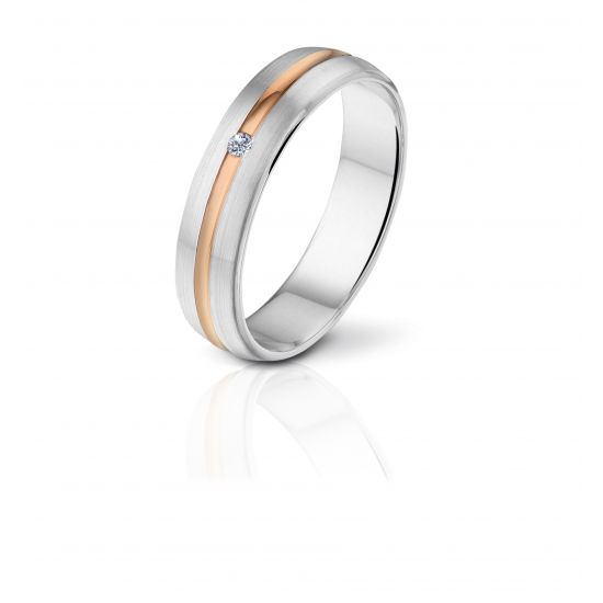 ANGELI DI BOSCA 1083-4.5MM-1X0.015CT GOUDEN TROUWRING BICOLOR BRILJANT FINESSE COLLECTIE ANGELI DI BOSCA 1083-4.5MM-1X0.015CT GOUDEN TROUWRING BICOLOR BRILJANT FINESSE COLLECTIE