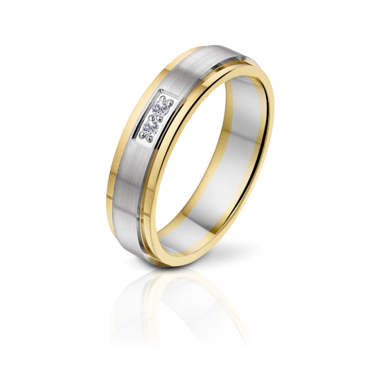 ANGELI DI BOSCA 591-5MM-2X0.015CT GOUDEN TROUWRING BICOLOR BRILJANT LA COLLECTION COULEUR