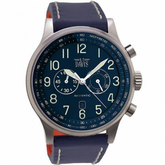 DAVIS 0455 HERENHORLOGE STAAL CHRONO AVIAMATIC