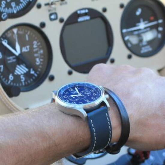 DAVIS 0455 HERENHORLOGE STAAL CHRONO AVIAMATIC