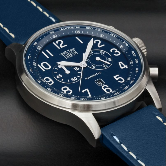 DAVIS 0455 HERENHORLOGE STAAL CHRONO AVIAMATIC