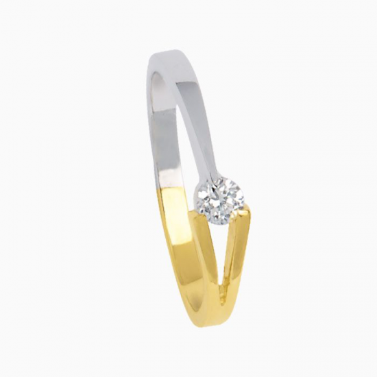 ECLAT V-R15 14 KARAAT GOUDEN RING BICOLOUR BRILJANT 0.15CT