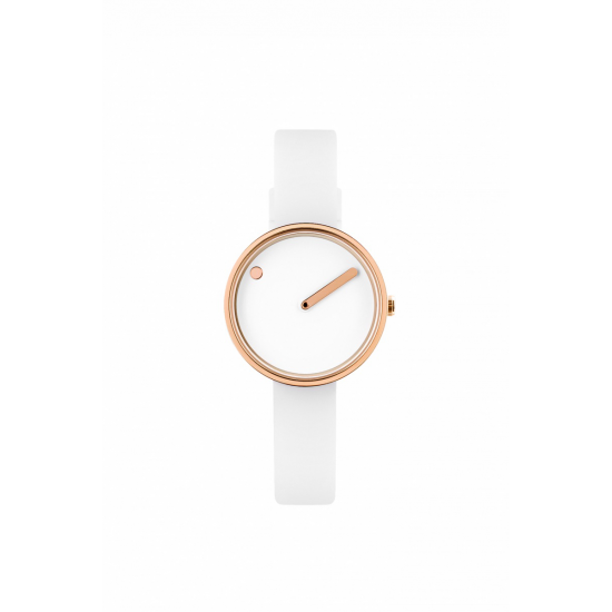 PICTO PT43381-0212R ROSÉ STALEN HORLOGE WIT SILICONEN BAND 40MM PICTO PT43381-0212R ROSÉ STALEN HORLOGE WIT SILICONEN BAND 40MM