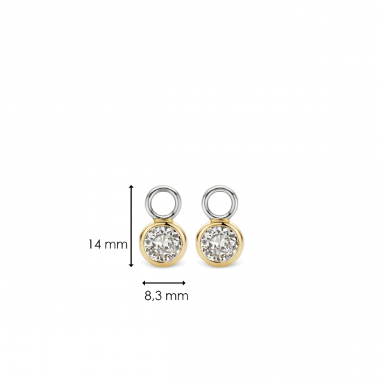 TI SENTO 9180ZY ZILVER VERGULDE OORRING AANHANGERS MET ZIRKONIA