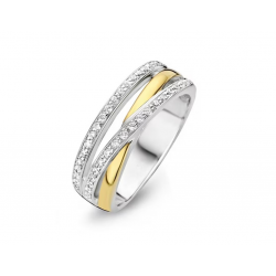 MOMENTS 15089AY ZILVEREN RING VERGULD BICOLOR ZIRKONIA