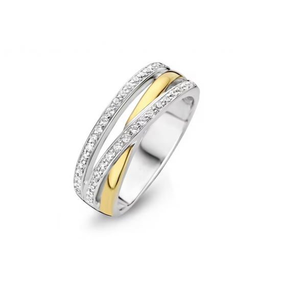 MOMENTS 15089AY ZILVEREN RING VERGULD BICOLOR ZIRKONIA MOMENTS 15089AY ZILVEREN RING VERGULD BICOLOR ZIRKONIA