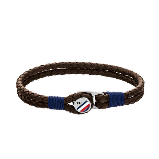 TOMMY HILFIGER JEWELS LEREN ARMBAND BRUIN BUTTON