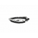 SILK 265BLK.19 ZILVER/LEER ARMBAND ZWART FOX COLLECTIE