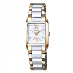CITIZEN ECO-DRIVE DAMESHORLOGE STAAL BICOLOR SAFFIER