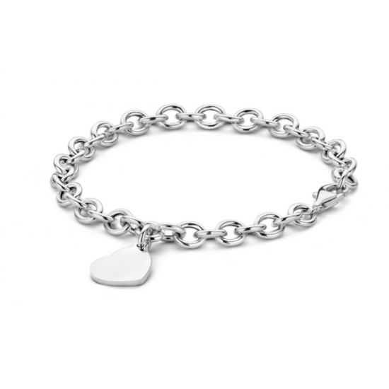 MOMENTS 25326AW ZILVEREN ARMBAND JASSERON MET HART GERHODINEERD