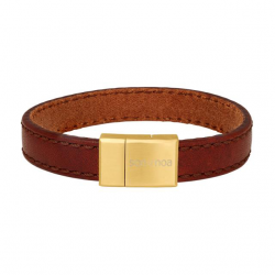 SON OF NOA 897 018-BROWN21 ARMBAND BRUIN LEER MET VERGULD STALEN MAGNEETSLUITING