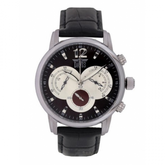 DAVIS 1263 HERENHORLOGE STAAL CHRONO CRYPTIC DAVIS 1263 HERENHORLOGE STAAL CHRONO CRYPTIC