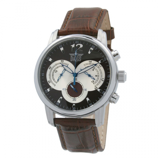 DAVIS 1263 HERENHORLOGE STAAL CHRONO CRYPTIC DAVIS 1263 HERENHORLOGE STAAL CHRONO CRYPTIC