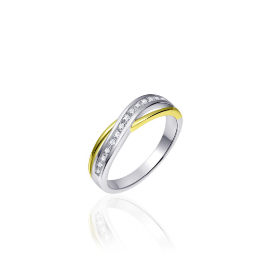 GISSER JEWELS R101Y ZILVER VERGULDE RING MET ZIRKONIA GOLD RUSH