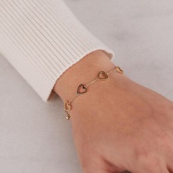 TOMMY HILFIGER JEWELS STAAL VERGULD ARMBAND HEART