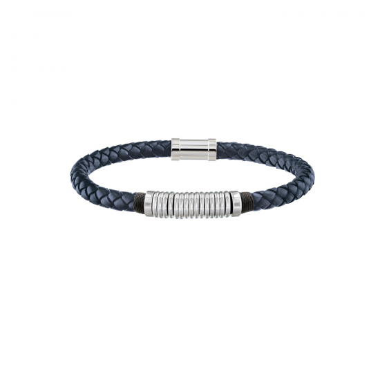 TOMMY HILFIGER JEWELS LEREN ARMBAND METAL SPIRAL NAVY