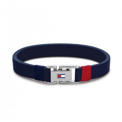 TOMMY HILFIGER JEWELS STAAL/LEER ARMBAND TRIPLE NAVY