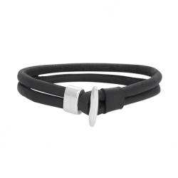 SON OF NOA 897 007-BLACK19 ARMBAND ZWART LEER MET STALEN SLUITING