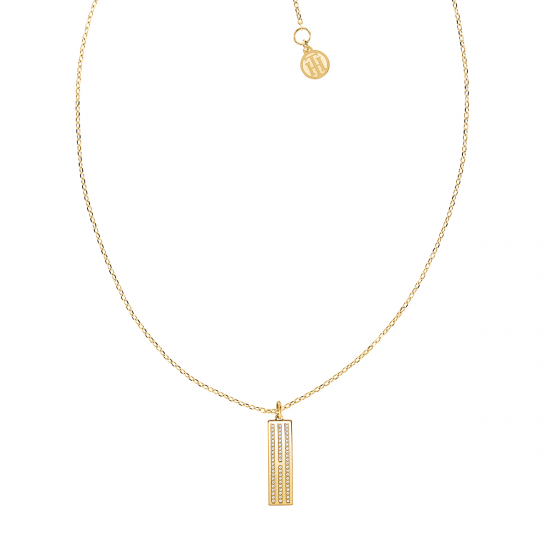 TOMMY HILFIGER JEWELS STAAL VERGULD COLLIER LOGO