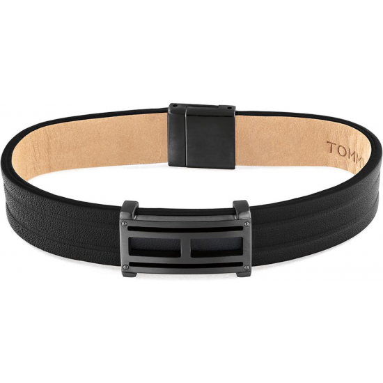 TOMMY HILFIGER JEWELS TJ2700530 LEREN ARMBAND DOUBLE WRAP LEATHER BLACK