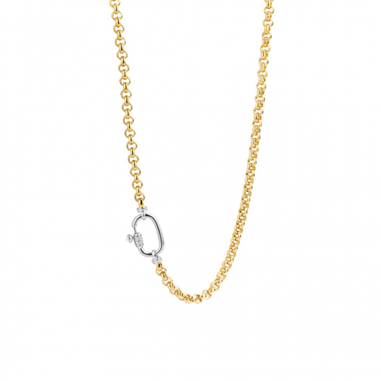 TI SENTO 3958ZY ZILVER VERGULD COLLIER JASSERON ZIRKONIA