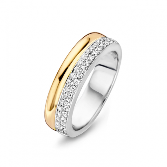 MOMENTS 15096AY ZILVER VERGULDE RING MET ZIRKONIA