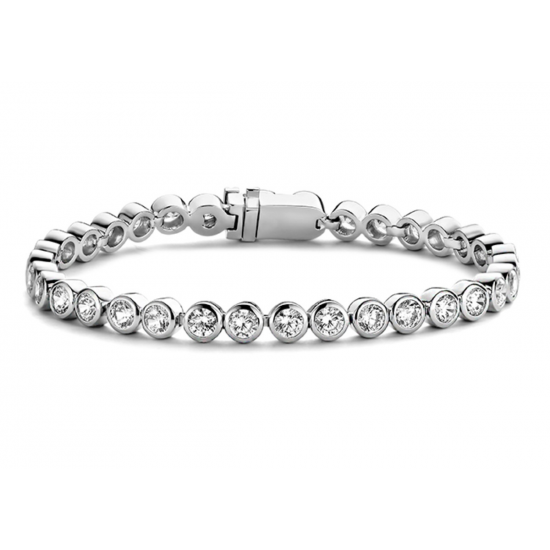 MOMENTS 25373AW ZILVEREN ARMBAND GERHODINEERD MET ZIRKONIA