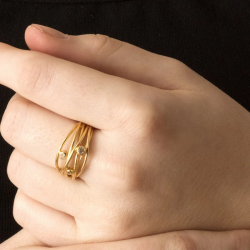 RABINOVICH 70303306 GOUD OP ZILVEREN RING MET WITTE TOPAAS SPARKLING DREAM