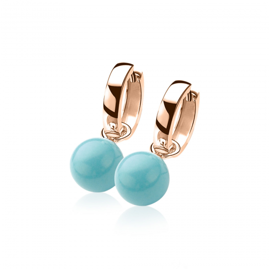 ZINZI ZICH266TR ZILVER  ROSÉ VERGULD OORRING AANHANGERS TURQUOISE