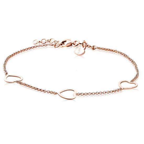 ZINZI ZIA1188R ROSÉ VERGULDE ZILVEREN ARMBAND MET HARTJES