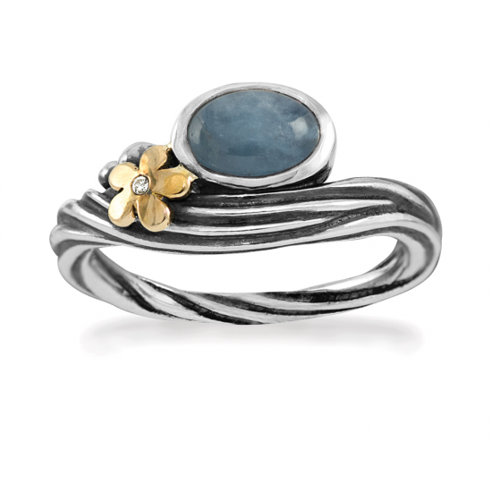 RABINOVICH 70703803 ZILVER MET GOUD RING MET AQUAMARIJN EN DIAMANT HAWAII RABINOVICH 70703803 ZILVER MET GOUD RING MET AQUAMARIJN EN DIAMANT HAWAII