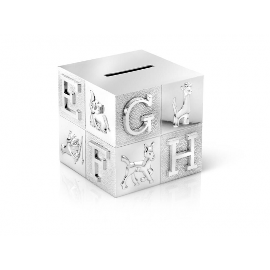 ZILVERSTAD A6016260 SPAARPOT VERZILVERD KUBUS GROOT