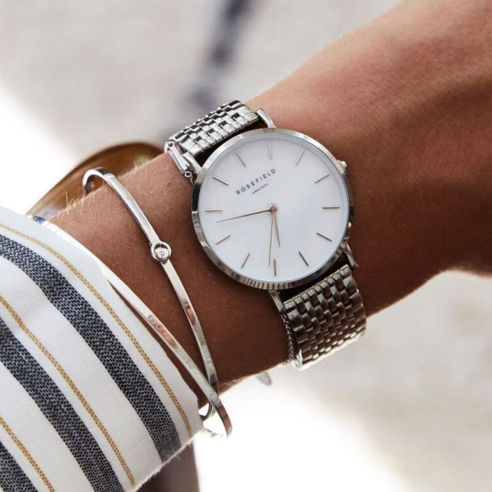 ROSEFIELD DAMESHORLOGE STAAL THE UPPER EAST SIDE WHITE-MOP-SILVER