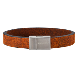 SON OF NOA 897 004-BROWN19 ARMBAND BRUIN LEER MET STALEN MAGNEETSLUITING