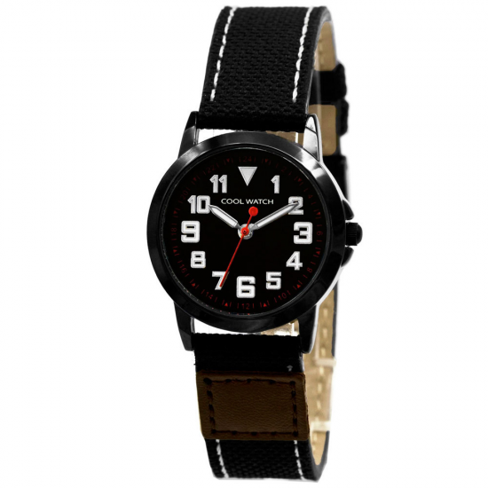 COOLWATCH KINDERHORLOGE CANVAS JORT BLACK