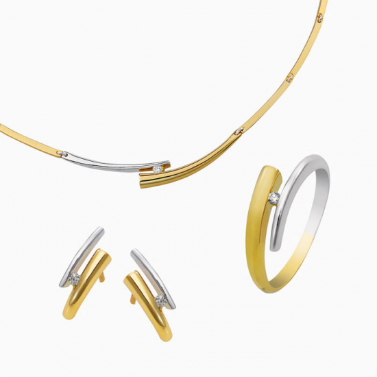 ECLAT OK4260 14 KARAAT GOUDEN OORKNOPPEN BICOLOR MET DIAMANT ECLAT OK4260 14 KARAAT GOUDEN OORKNOPPEN BICOLOR MET DIAMANT