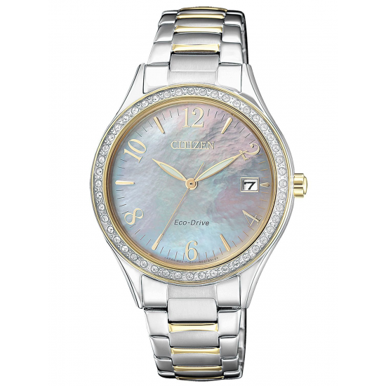 CITIZEN EO1184-81D DAMESHORLOGE BICOLOR STAAL MET SWAROVSKI STEENTJES