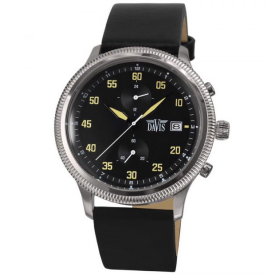 DAVIS 2320 HERENHORLOGE 2320 STAAL CHRONO FLOYD BLACK DAVIS 2320 HERENHORLOGE 2320 STAAL CHRONO FLOYD BLACK