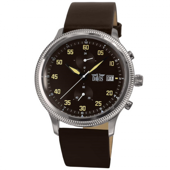 DAVIS 2322 HERENHORLOGE STAAL CHRONO FLOYD BROWN