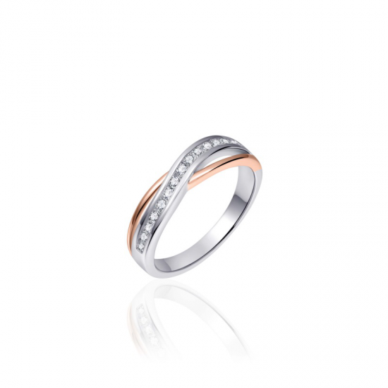 GISSER JEWELS R101R ZILVER ROSÉ VERGULDE RING MET ZIRKONIA GOLD RUSH