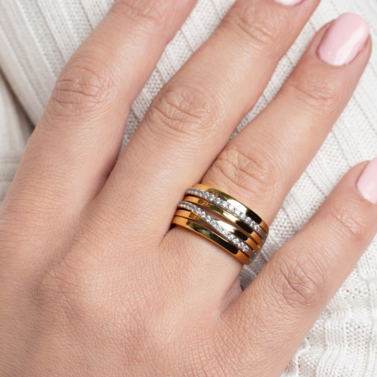 GISSER JEWELS R055Y ZILVER VERGULDE RING MET ZIRKONIA GOLD RUSH