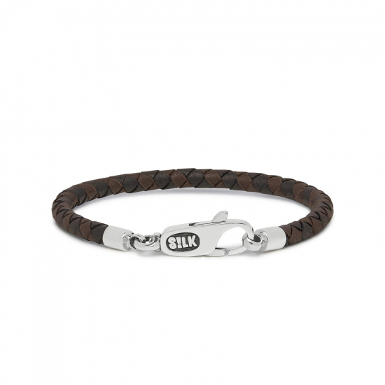 SILK 830BBR ZILVER/LEER ARMBAND BRUIN/ZWART ROOTS SILK 830BBR ZILVER/LEER ARMBAND BRUIN/ZWART ROOTS