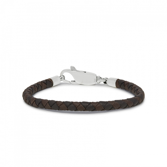 SILK 830BBR ZILVER/LEER ARMBAND BRUIN/ZWART ROOTS SILK 830BBR ZILVER/LEER ARMBAND BRUIN/ZWART ROOTS