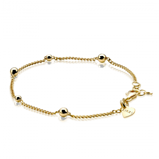 ZINZI ZIA987G ZILVER VERGULDE ARMBAND MET BALLETJES ZINZI ZIA987G ZILVER VERGULDE ARMBAND MET BALLETJES