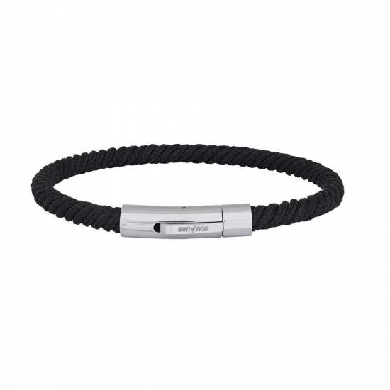 SON OF NOA 889 000-BLACK23 ARMBAND ZWART KOORD MET STALEN SLUITING