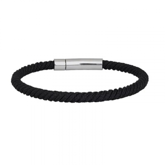 SON OF NOA 889 000-BLACK23 ARMBAND ZWART KOORD MET STALEN SLUITING