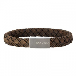 SON OF NOA HERENARMBAND GRIJS LEER 10 MM.STALEN MAGNEETSLUITING